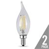 Feit 2 Pack LED 2.2 Watt (25W) Dimmable Clear Flame Tip Candelabra Soft White (2700K)