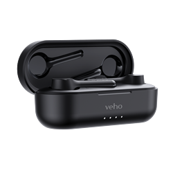 Veho Stix II True wireless earphones - Carbon Black - Quad Pro microphones, up to 5 hrs battery life & ENC - Inc charging case