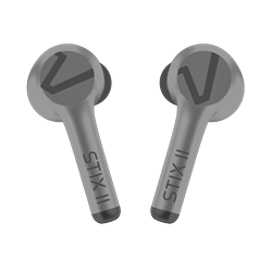 Veho Stix II True wireless earphones - Mirage Grey - Quad Pro microphones, up to 5 hrs battery life & ENC - Inc charging case